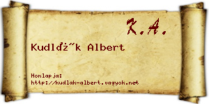 Kudlák Albert névjegykártya