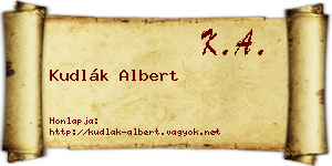 Kudlák Albert névjegykártya